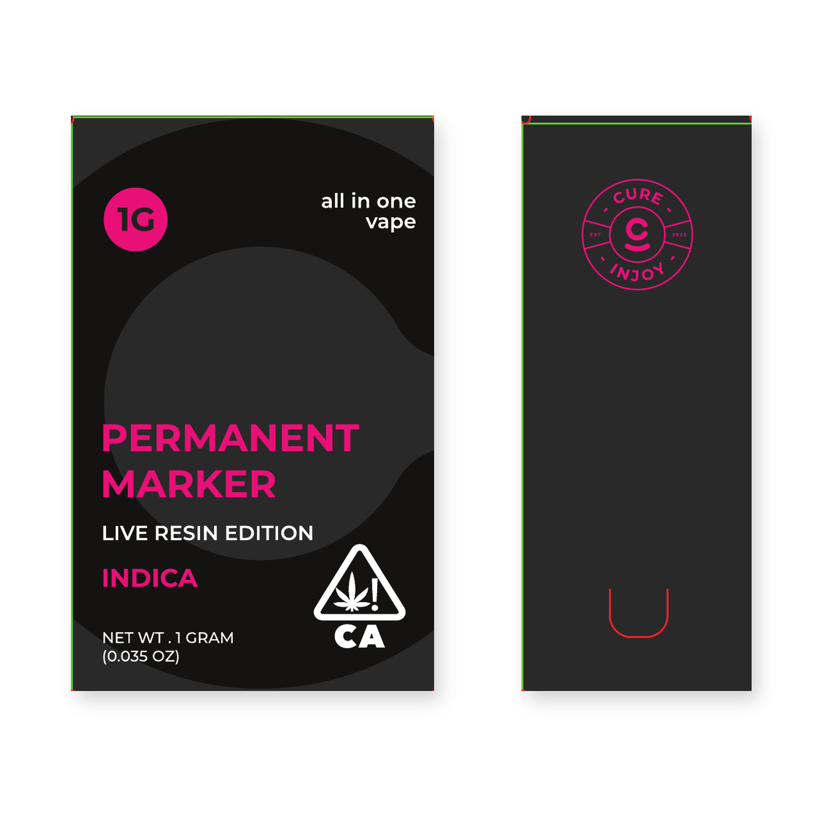Permanent Marker 1G front and right-side package views