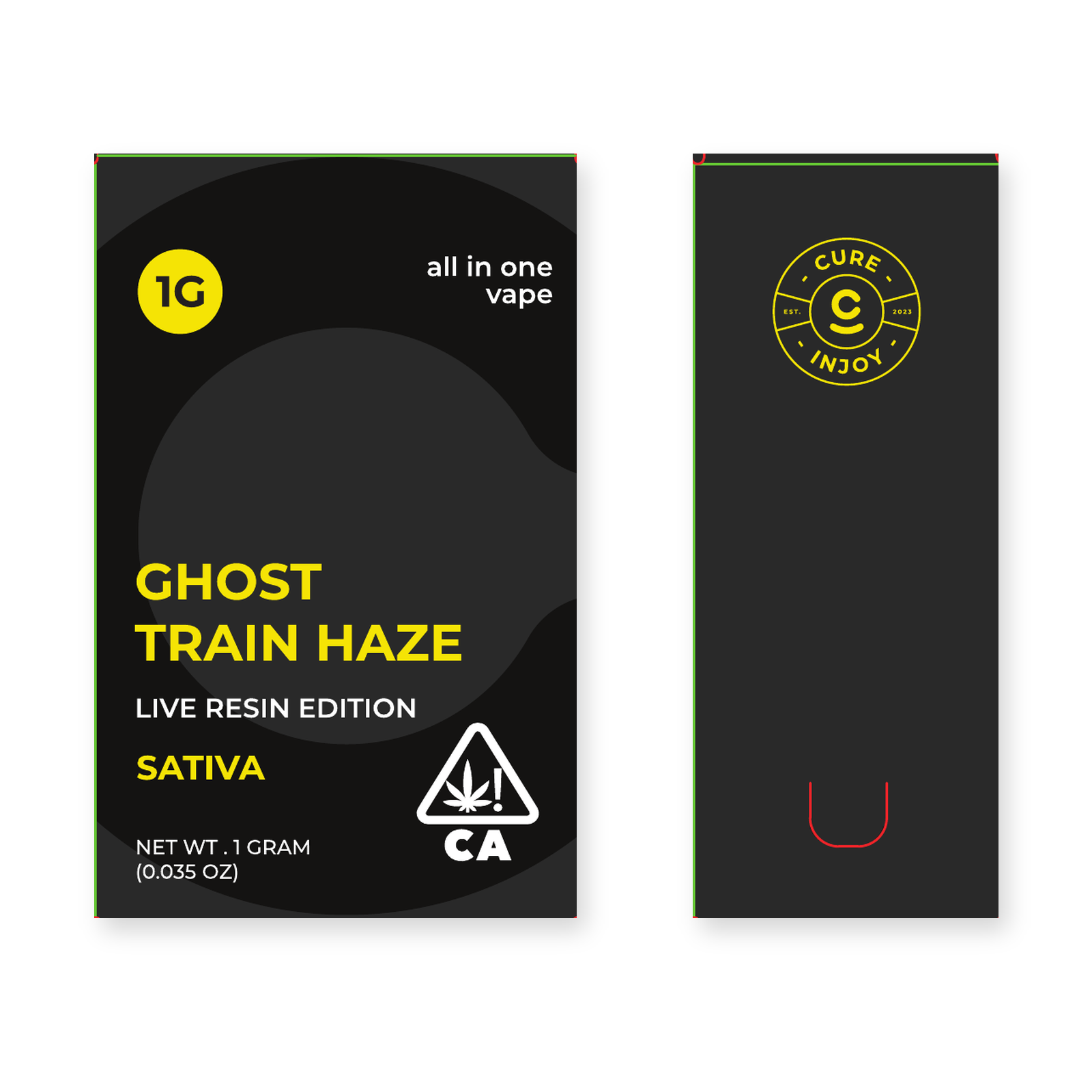 Ghost Train Haze 1G front and right-side package views